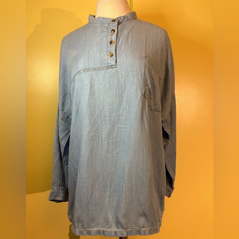 Plan B. Light Blue Button-Up Denim Tunic
